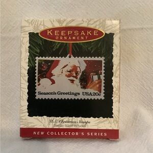Vintage Hallmark U.S. Christmas Stamp Santa Ornament First in series NEW 1993